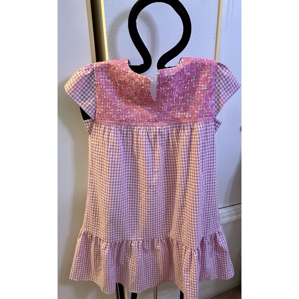 J Marie Pink Gingham Embroidered Charlotte Mini Dress, sz M, Preppy Summer Pink - Picture 5 of 9